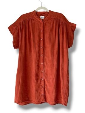Aritzia Wilfred Free Tahoe Mini Shirt Dress in Copper Red Size S